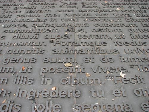 Square of Latin text on the ground