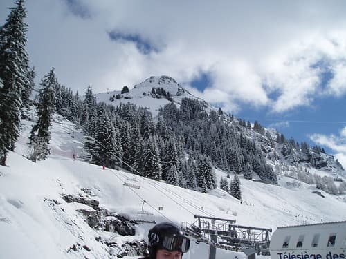 Up the ski lift