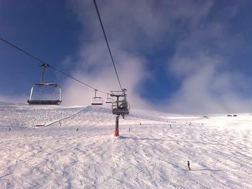 Skiing slope in the afternoon