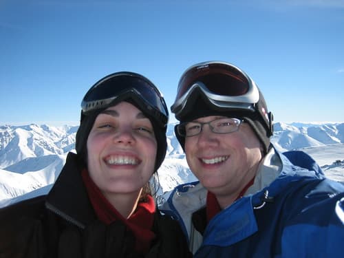 Amy and Greg at the top of Mt. Hutt