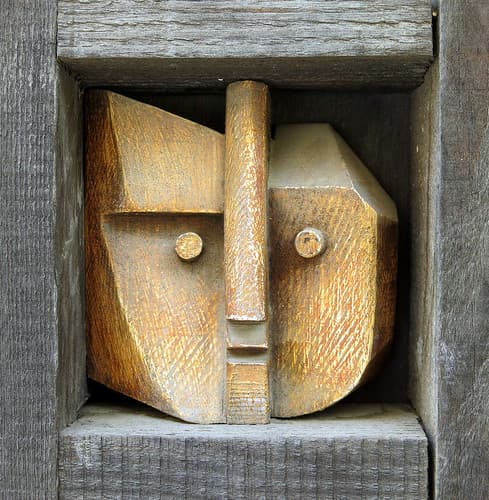A carved-wood head, Tourtour, Var, Provence, France
