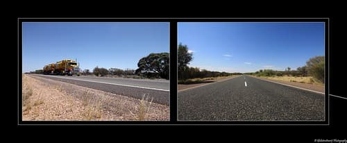 Road Train sur la Stuart Highway reliant Darwin à Adélaïde (2834 km)- Outback- Australia- Australie