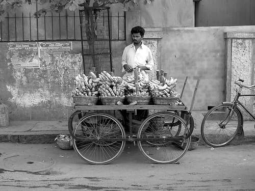 Vendeur Bananes Hyderabad Inde 2004