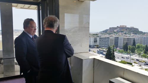 Ο Υπουργός Εξωτερικών, Νίκος Κοτζιάς, συναντήθηκε με τον Υπουργό Εξωτερικών του Λουξεμβούργου Jean Asselborn, Αθήνα, Υπουργείο Εξωτερικών, 15/5/2015
