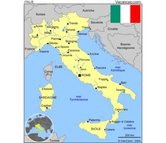 Carte Italie Sur Vacanceo Com