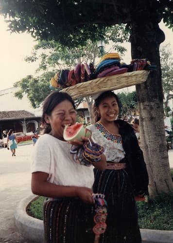 Women Selling Weaving Plaza Mayor Antigua Guatemala 1994