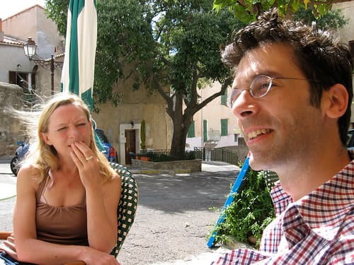 I am happy, here, because the Corsicans have allowed us to sit down at the cafe in the village.