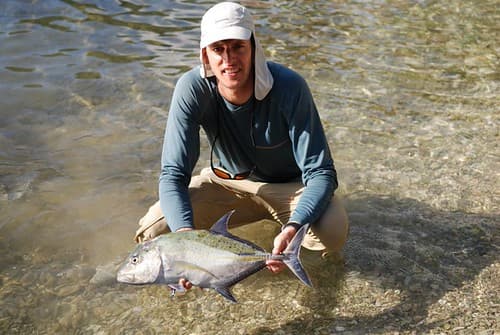 Bluefin trevally caught on white popper, Huahine