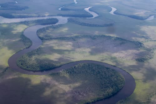 Meandering lowland river near Port Au-Prince