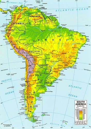 Mapa de América del Sur - Sudamérica - Suramérica - mapa da América do Sul - map of South America