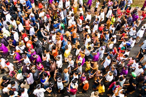 Crowd down the street