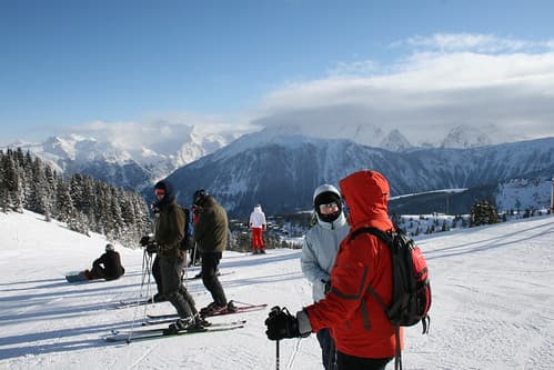 Waiting before heading down into Courchevel