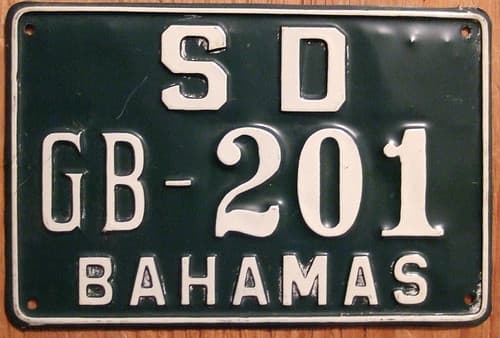 BAHAMAS, FREEPORT, GRAND BAHAMA 1960's SELF DRIVE MOTORCYCLE plate