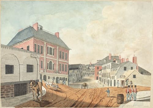 Lower Water Street, Halifax seen from the gate of the main Guard House, Nova Scotia / La rue Lower Water, vue depuis la porte de la garde, Halifax (Nouvelle-Écosse)