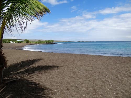 Plage de sable noir de basalte à olivine - Floreana, Galapagos