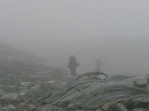 Hiking in the mist