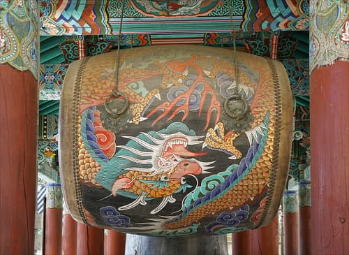 Le tambour du temple Haein-sa (Gyeongsangnam-do, Corée du sud)