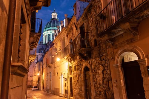 Night in Ragusa, on the Italian island of Sicily