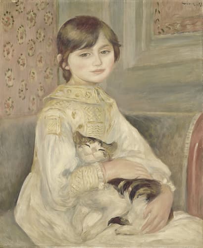 PIERRE-AUGUSTE RENOIR, 1887 - Julie Manet, dit aussi l'Enfant au chat (Julie Manet, also known as the Child with a cat) / oil on canvas, 65.5 × 53.5 cm