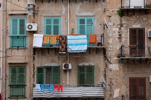 Washing drying on the balcony in Palermo, Sicily, Italy