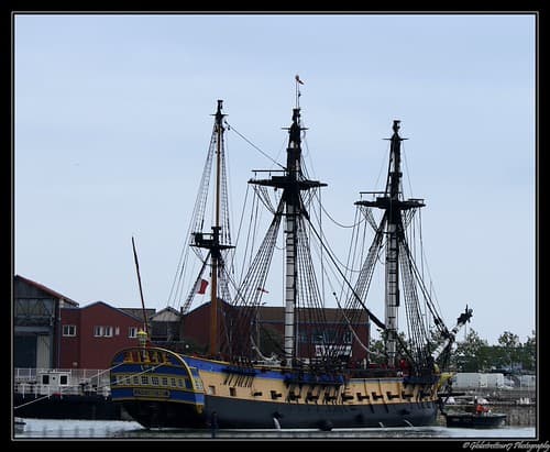 L'Hermione à La Rochelle La Pallice. Charente-Maritime. France