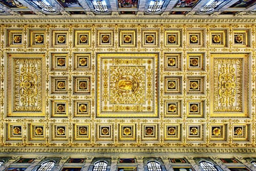 Coffered ceiling of St Paul outside the walls, Rome