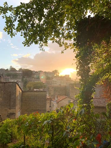 Golden sunrise over the old town Saint-Émilion, Libourne, Nouvelle-Aquitaine, France, September 2022