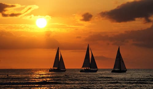 Sails in the sunset.