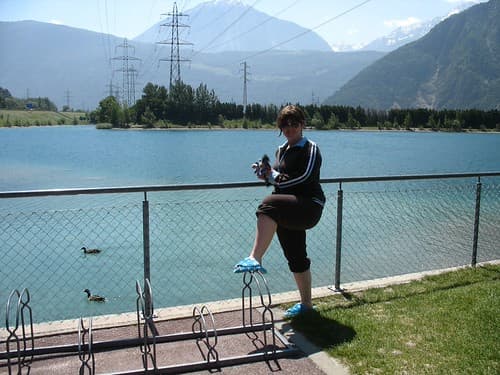 The Eeyore's and me in my fuzzy slippers, Relais du Saint-Bernard, Martigny, Switzerland