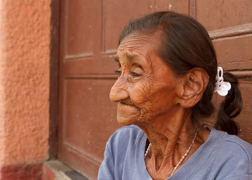 Eldery Woman Begging in Granada, Nicaragua