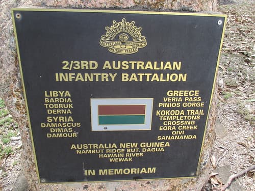 2/3rd AUSTRALIAN INFANTRY BATTALION  plaque at Rocky Creek Memorial.
