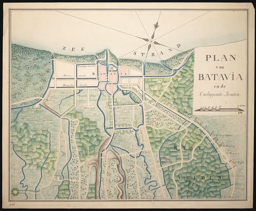 Plan van Batavia en de omliggende landen, 1800-1850 / Map of Batavia and surrounding countryside, 1800-1850
