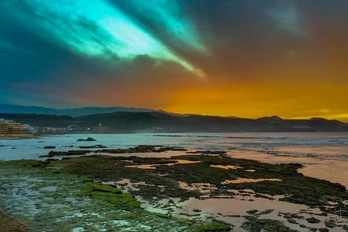 Sunset and low tide at Playa Las Canteras (Gran Canaria, Spain)-1935