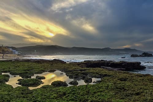 Sunset and low tide at Playa Las Canteras (Gran Canaria, Spain)-1913