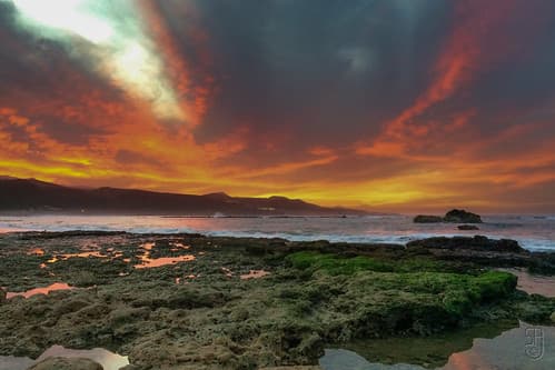 Sunset and low tide at Playa Las Canteras (Gran Canaria, Spain)-1941