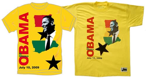 Obama in Ghana - The design and the real T-shirt