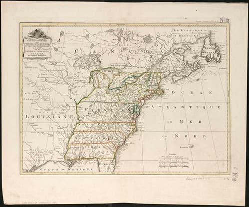 Carte generale des treize Etats Unis, de l'Amerique septentrionale