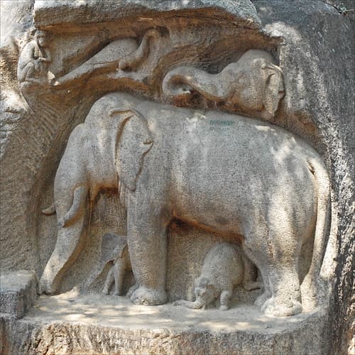 Le groupe des éléphants (Mahabalipuram, Inde)