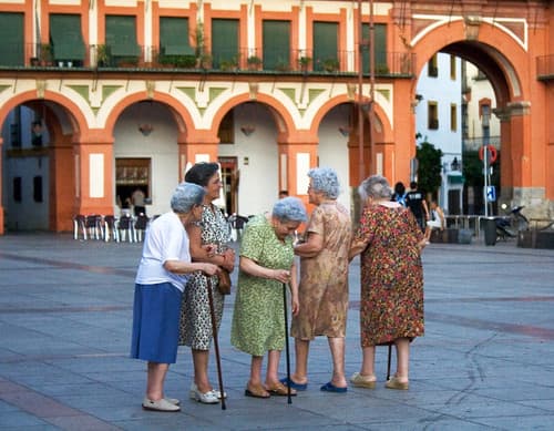 Old Women Gathering in Plaza Corredera, Cordoba