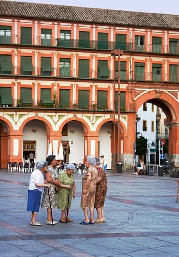Old Women Gathering in Plaza Corredera, Cordoba
