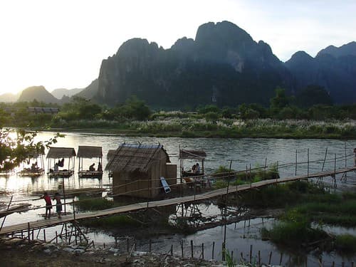 Bridge across River Vang Vieng Laos