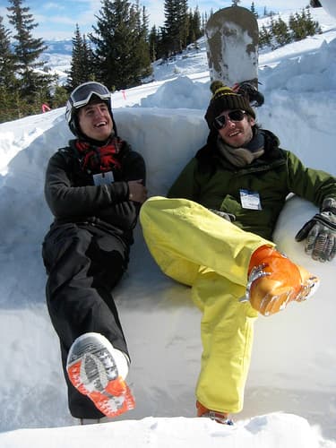 Lazeeee-boying in the snow couch at the top of Jupiter Bowl.
