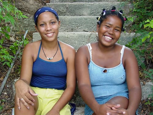 Teenage Girls on Steps - Santiago de Cuba - Cuba