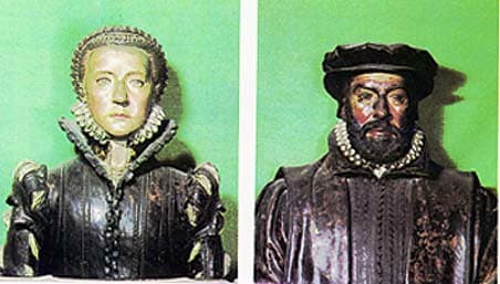 Busts of Anne Cooke, Lady Bacon, and Sir Nicholas Bacon