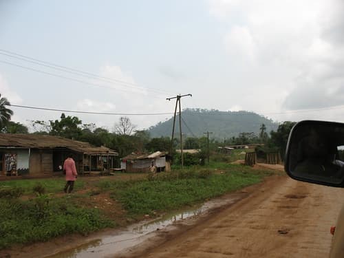 Mountain, bridge, road, puddle_1558