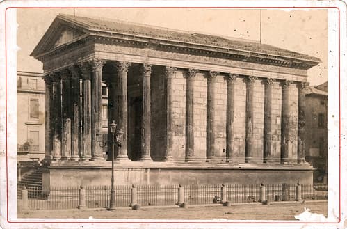 Maison Carrée roman temple (cabinet card by F. Fescourt, Nîmes, France)