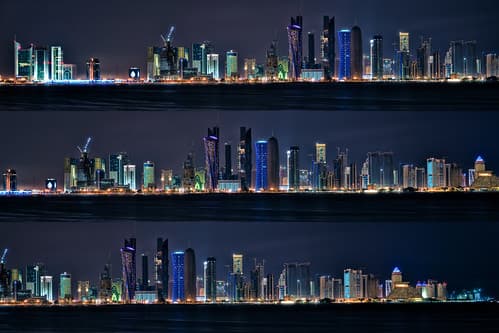 Doha Night Skyline