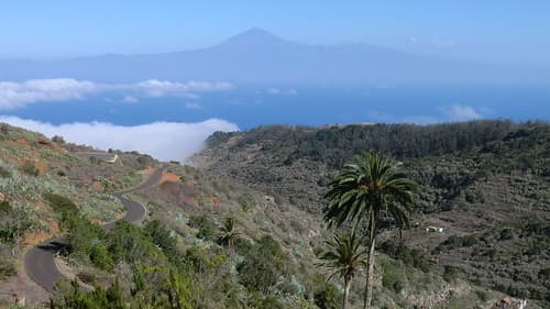 La Gomera (Spain's Canary Islands) - view from Agulo to Pico (Mount) del Teide - Its 3.718 meter / 12,198 ft summit is the highest point above sea level in the canary islands