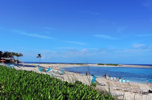 Bahamas (Paradise Island) Natural beach-coral reefs separate lagoon from Atlantic ocean