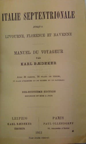 Italie Septentrionale jusqu'a Livourne, Florence et Ravenne : manuel du voyageur / par Karl Baedeker.